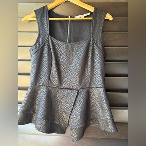 Guess Black peplum sleeveless blouse back zip snakeprint Large